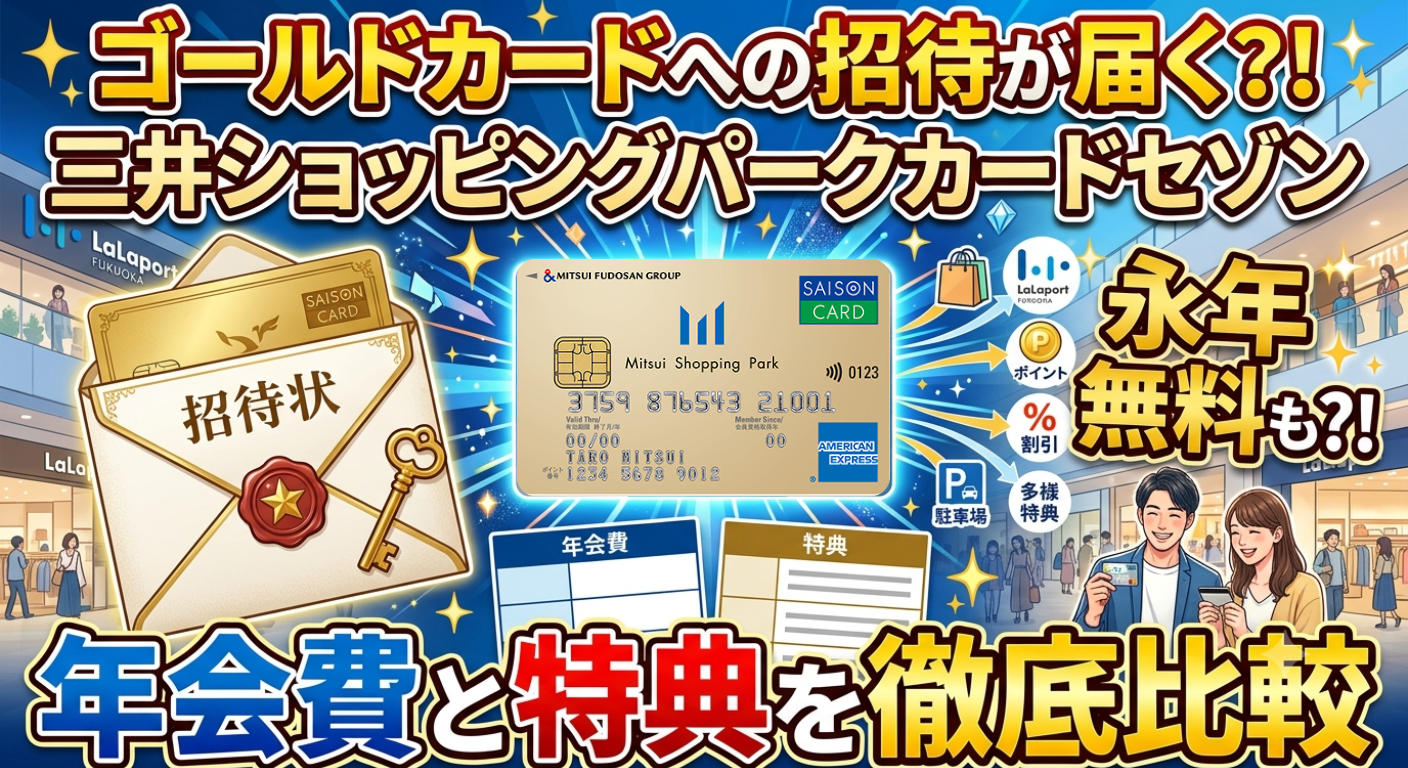 ゴールドカードへの招待が届く？！三井ショッピングパークカードセゾン 年会費と特典を徹底比較の画像