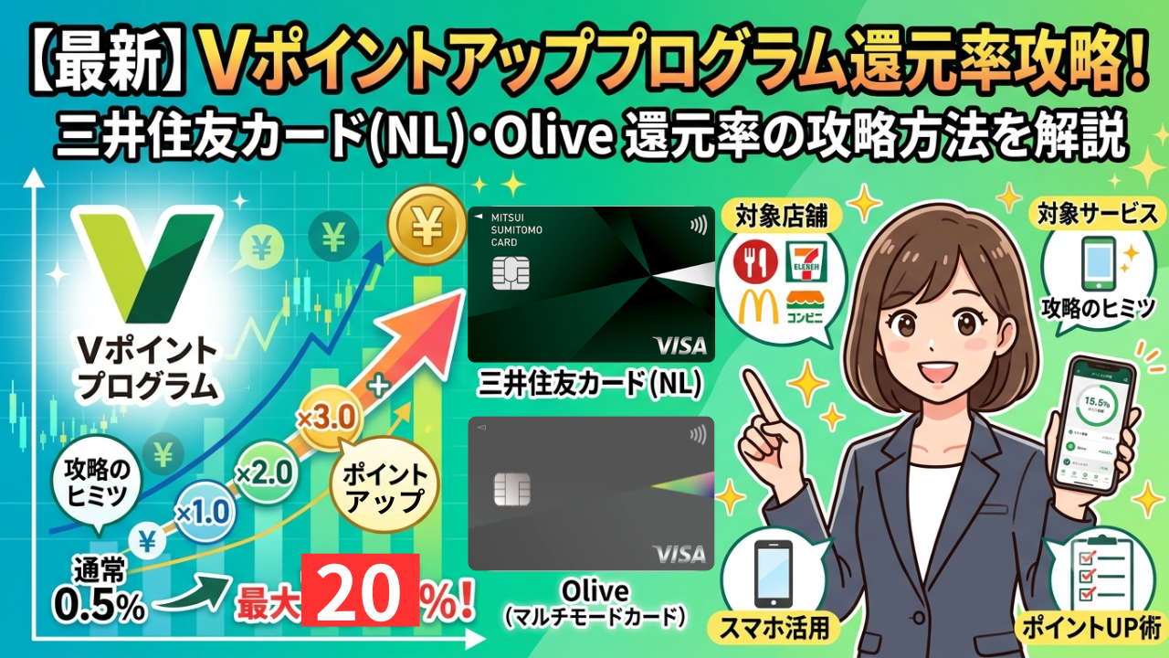 【2026年最新】三井住友カード（NL）・Olive（オリーブ）の「Vポイントアッププログラム」還元率の攻略方法を解説の画像